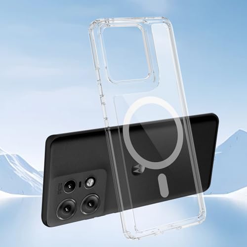 Image of For Motorola Moto Edge 50 Pro /50S Pro Case, Pure Transparent Design, Shockproof, Scratch Resistant Back, Magnetic Compatible, MagSafe, Clear Case, US Military MIL Listed, Hybrid TPU Bumper, PC Micro