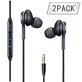 Earphones/Earbuds/Headphones 2Pack Black Compatible with iPhone/Galaxy S10/S10+/S10e S9/S9+ S8/S8+ Note8 / Android in-Ear Headphones Remote + Mic Hands- Free Earphones