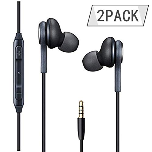LUU Earphones/Earbuds/Headphones 2Pack Black Compatible with iPhone/Galaxy S10/S10+/S10e S9/S9+ S8/S8+ Note8 / Android in-Ear Headphones Remote + Mic Hands- Free Earphones