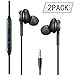 Earphones/Earbuds/Headphones 2Pack Black Compatible with iPhone/Galaxy S10/S10+/S10e S9/S9+ S8/S8+ Note8 / Android in-Ear Headphones Remote + Mic Hands- Free Earphones