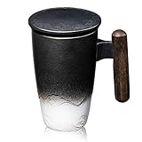 Intimes Design: Der Deckel kann verhindern, dass Staub in die Tasse gelangt, und die Temperatur der Teesuppe halten. Der umgekehrte Deckel kann als Filterablage verwendet werden, um ein Benetzen des Tisches zu verhindern. Der Massivholzgriff hat eine gute Wärmeisolationswirkung und kann Verbrühungen verhindern.