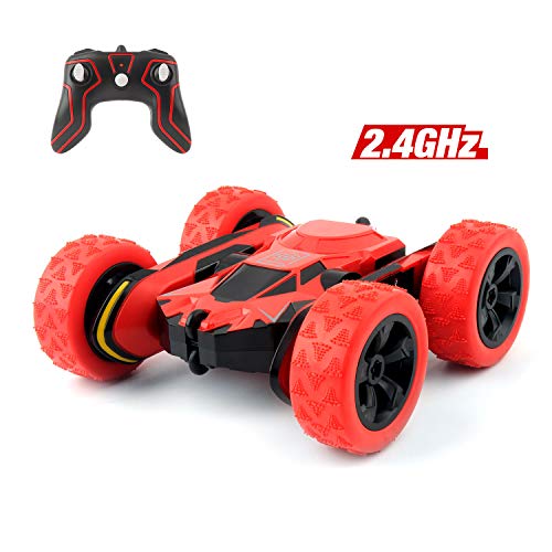 Cocopa RC Car Off Road 2WD Stunt Car 2.4GHz Red Remote Control Racing Vehicle High Speed 7.5MPH 360 Degree Rolling Rotation (Battery Not Included) - Toy Car for Kids