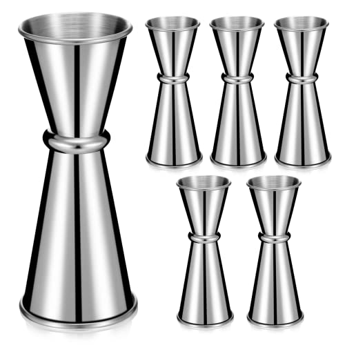 6 Pieces Jigger for Bartending Double Cocktail Japanese Jigger 2 oz 1 oz Stainless Steel Shot Glass...