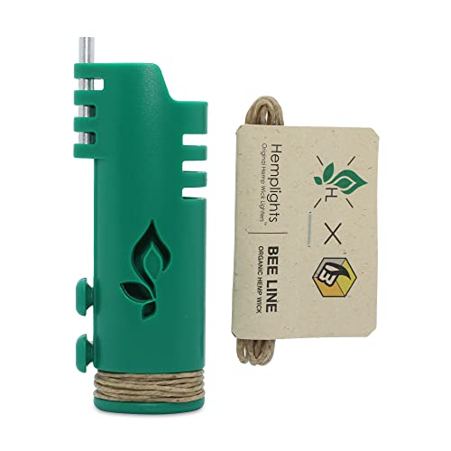 Hemp Wick Lighter Wrapper (Green) + 5 FT Hemp Wick