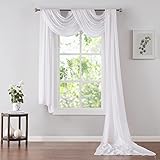 Warm Home Designs Chiffon Double Window Scarves in White Color for White Home Decor. Each Chiffon Window Scarf for Living Room or Bedroom is 35 x 288 Inches. CHS White & White 288