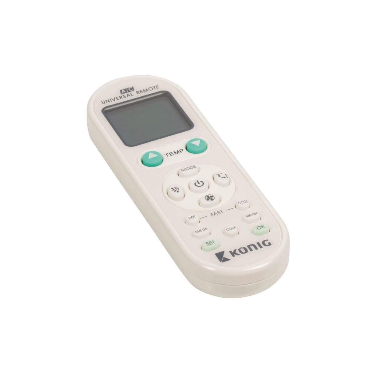 Télécommande Universelle König Pour Climatiseur - Écran LCD, Minuterie, Compatible Avec 1000+ Modèles, Blanc