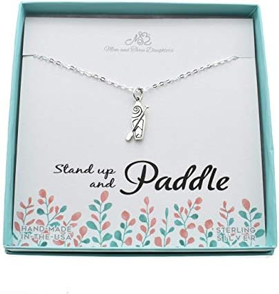 Stand Up Paddle Boarding Necklace in Sterling Silver. Handmade Necklaces on .925 Sterling Silver Chain for Women, Paddle Board Gifts. Gift for Paddle Boarder. Water Sports Jewelry