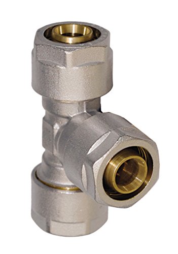 Wiroflex - Pieza en T con adaptador, anillo de sujeción, solución completa, sistema de tornillos, 20 x 16 x 20 mm, para tubos de conexión multicapa