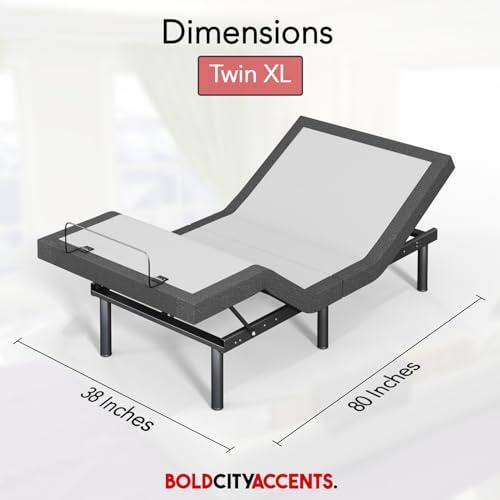 Image of Adjustable Bed Frame with Wireless Remote - Comfortable Zero Gravity Massage with Head & Foot Incline, Dual USB Charge & Under-Bed Nightlights - Powder Coated TwinXL Adjustable Frame