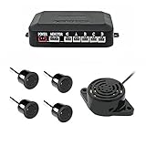 EinCar Car Vehicle Radar Parking System Backup Radar Detector with 4 Waterproof Sensors and Sound Warning Buzzer Support Backup Camera Input