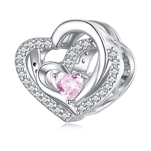 Breloques cœur maman fille pour bracelet chaîne serpent européenne et bijoux d'amour