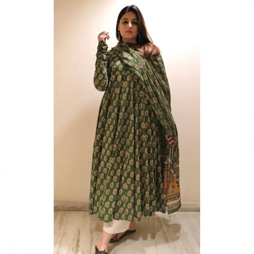 Image of Klosia Women Printed Anarkali Kurta and Pant Set with Dupatta | Printed Kurta Set | Viscose Kurta Set | Women Kurta Set | Summer Suit Set |