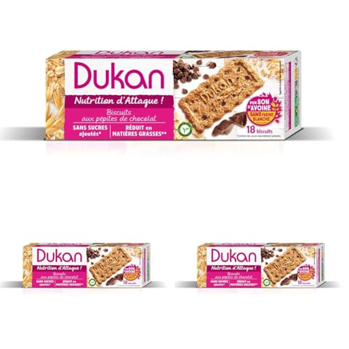 Dukan Biscuits de Son d'Avoine aux Pépites de Chocolat 225 g (Lot de 3)