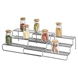 InterDesign Classico Expandable Kitchen Spice Rack for Kitchen Pantry, Cabinet, Countertops - 3-Tier, Silver