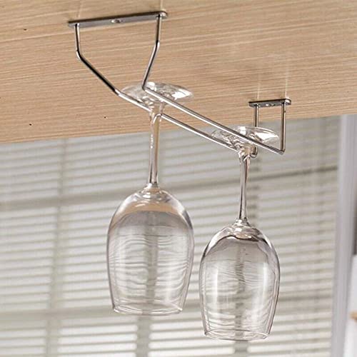 SmartSlide Stainless Steel Tiered Shelf Wine Glass Rack/Glass Hanging Holder/Upside Down Ceiling Mounted Glass Organizer/Stemware Rack For Pub/Bar/Hotel (Single Line, 16 X 4 Inches)