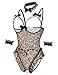 Avidlove Womens Lingerie Bodysuit 4 Piece Set Sheer Mesh Teddy Babydoll with Detachable Collar and Wrist Cuffs