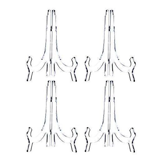 Artliving Clear 4 Pack 10inch Acrylic Easels Display Stand Plate Stand Holder for Display Pictures Frame,Photo,Decorative Plates, and Artworks