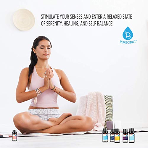 Pursonic 100% Pure Essential Aromatherapy Oils Blends Gift Set-6 Pack , 10Ml(Breath Easy,Deep Muscle Relief,Detox,Good Night,Rejuvenate,Distress) #TOP2