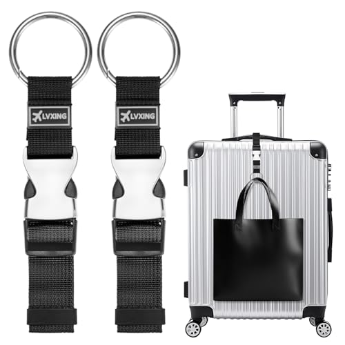 Image of M METERXITY 2-Pack Add A Bag Luggage Strap, Adjustable Suitcase Belt for Connecting Luggage /Backpack /Jacket, Carry Strap with Ring Buckle [Black]