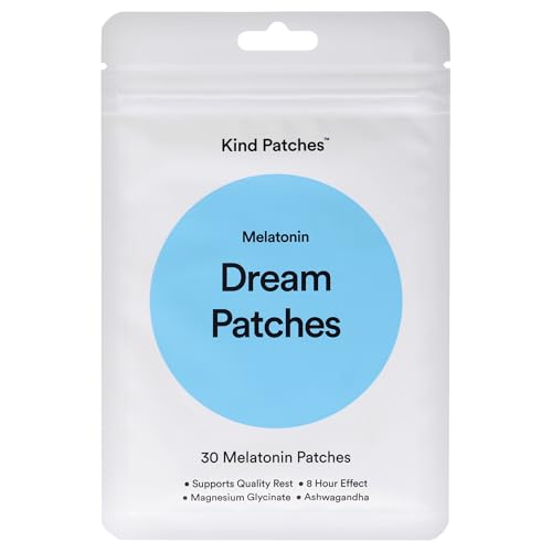 Kind Patches Melatonin Dream Patches – Sleep Patches – Sleep Aid with Ashwagandha to Improve Rest – Overnight Use – 30 Count
