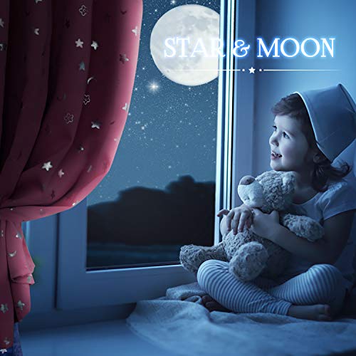 Image of BGment Kids Curtains for Bedroom 84 Inch Length 2 Panels Set, Star and Moon Blackout Curtains for Boys Room Decor, Nursery Thermal Insulated Room Darkening Curtains with Grommet, 38 Wide, Pink