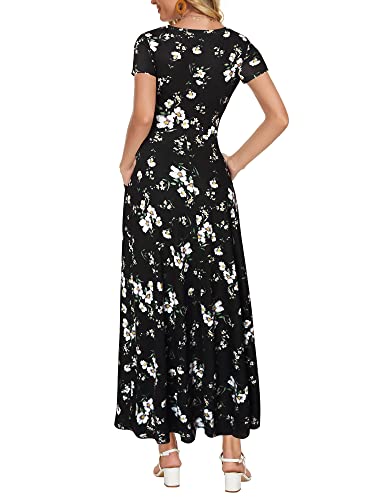 Image of ZABERRY Women's 2024 Short Sleeve Round Neck Casual Summer Flowy Maxi Spring Dresses with Pockets
