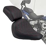 HDBUBALUS Motorcycle Driver Passenger Seat Cushion Two Up Seat Pillion Seat Fit for Harley Fat Boy FLFB Fatboy FLFBS 114 2018-Up (Red Stitching)