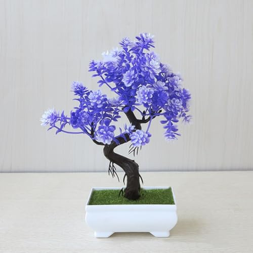 FACAIIO Árbol bonsái de plástico con maceta, 24 cm de alto, planta artificial para el hogar, oficina, jardín, follaje verde realista, fácil de mantener