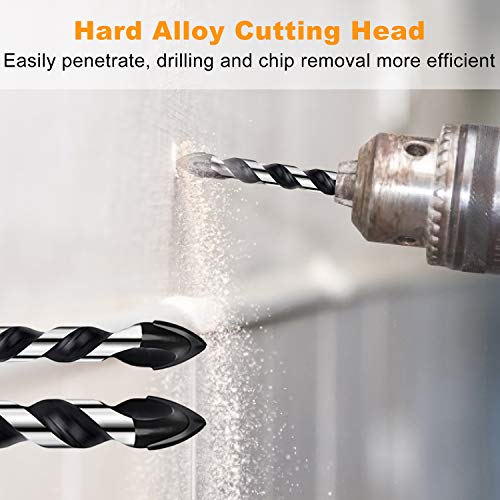 Masonry Drill Bits, ZINMOND 10 Piece Tile Drill Bits Set, Glass Drill Bit, Tungsten Carbide Material Drill Bit for Brick, Marble, Plastic, Wood, Mirrors, Cinder Block, etc.