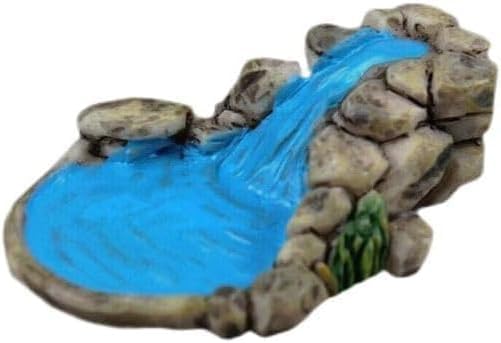 Yjemle Blue DIY Miniature Mini Water Pool Fairy Garden Lawn Ornament Outdoor Statues for Mountain Dollhouse Decor Craft, Garden Sculptures Statues, Dollhouse Decor Accessories