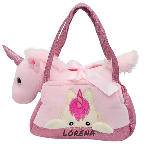 Bolso Niña Personalizado | Unicornios para niñas | Unicornio Peluche | Bolso Unicornio Niña | Regalos para Niñas Personalizados | Peluches Bonitos | Peluches Personalizados (ROSA)