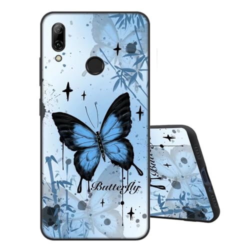 Sinyunron Handyhülle Kompatibel mit Huawei P Smart 2019 Hülle Silikon Schwarz Matte Rückseite Schutzhülle mit Muster,Weiche Stoßfest Kratzfest Schlanke TPU Softschale Hülle,Baum