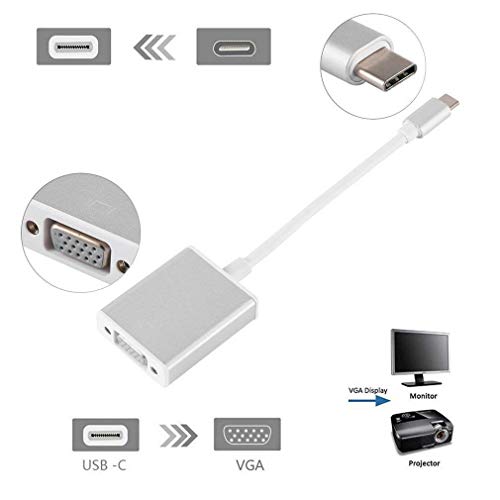 Image of BigPlayer USB Type C to VGA Adapter USB C Male to VGA Female Converter for MacBook iPad Pro Laptop to VGA Monitor Projector Supports Full HD 1080p Silver