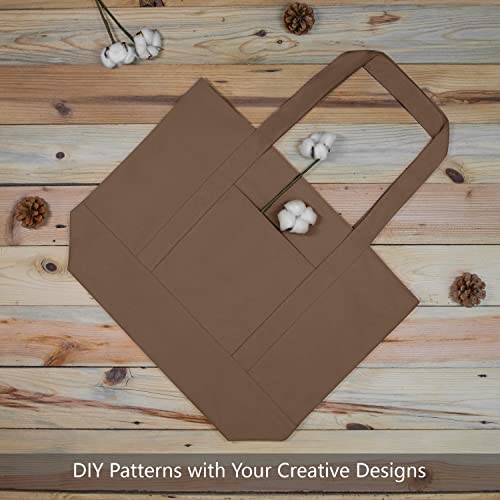 Image of TOPDesign 1-Pack Canvas Tote Bag with an External Pocket, Reusable Grocery Shopping Bag, Top Zipper Closure, Daily Essentials (Brown)