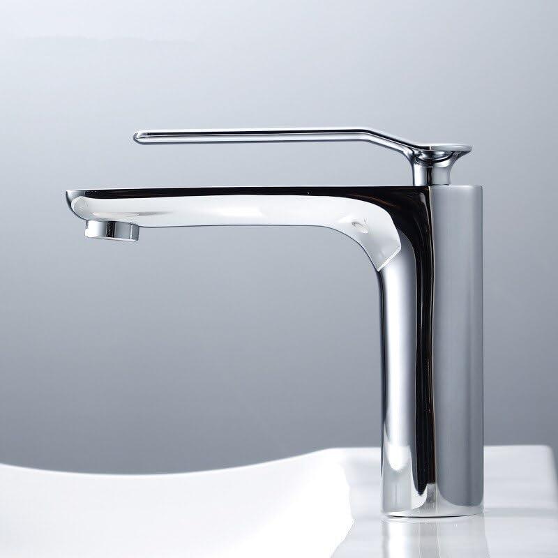 Robinet de lavabo haut chromé et rouge pour rafraîchir votre salle de bain