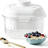 lomonmen Griechischer Joghurtsieb,Waschbar Molkeabscheider mit Deckel,2500ML Joghurt Sieb Mit Filtertuch Wiederverwendbarer für Herstellung Dicker Griechischer Joghurt Sojabohnenmilch (Weiß1)