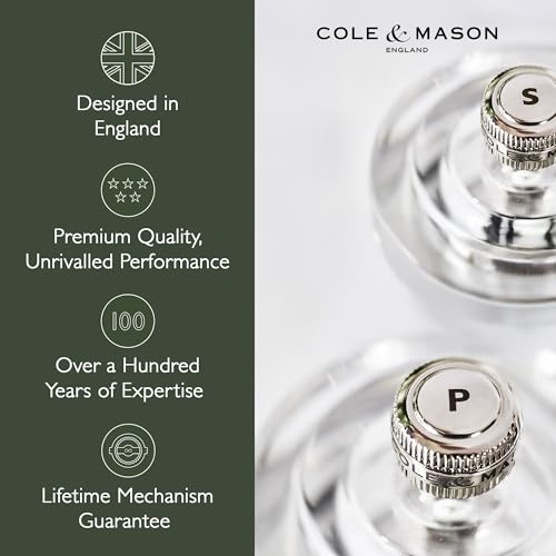 Cole & Mason 605 Salt and Pepper Mill Set, Precision+/Ceramic Mechanisms, Adjustable Salt and Pepper Grinders, Acrylic, 144mm, Cooking/Seasoning, Lifetime Mechanism Guarantee - Image 3