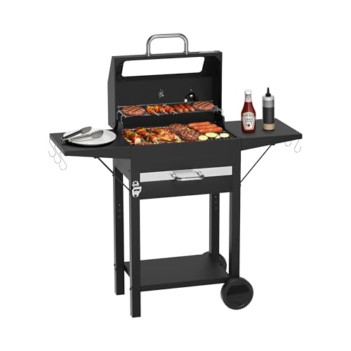 KOBENDA Charcoal Grills with Side Tables and Bottle Opener, Barbecue