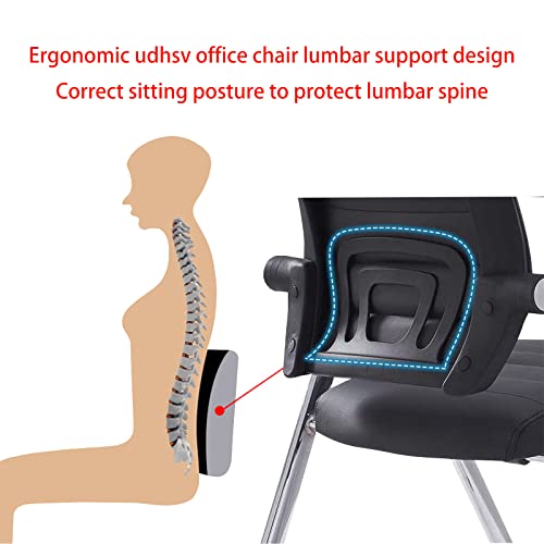 Zqxy Comfortable Home Office Foldable Office Chair,Folding Chair With Wheels Desk Chairs For Bedroom With Padded Seats Small Spaces,Gaming Ergonomic Foldable Armrest,360 Degree Rotation,Black #TOP4