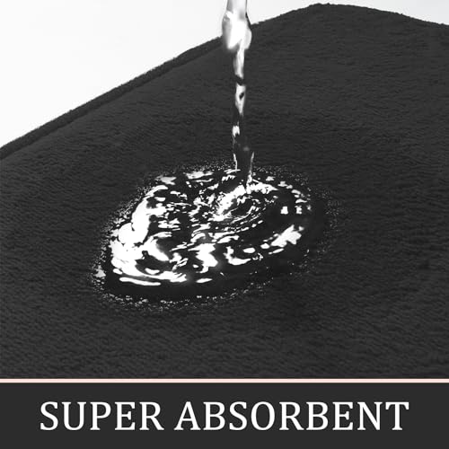 YIHOUSE Bathroom Rug Sets 2 Piece, Memory Foam Bath Mat, Non Slip Super Absorbent Soft Bathroom Mats, Machine Washable Bathroom Floor Mats Sets for Sink,Tub, Shower and Toilet,Black