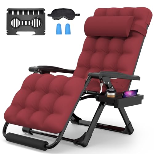 Suteck Oversized Zero Gravity Chair,29In XL Lounge Chair w/Removable Cushion&Headrest,