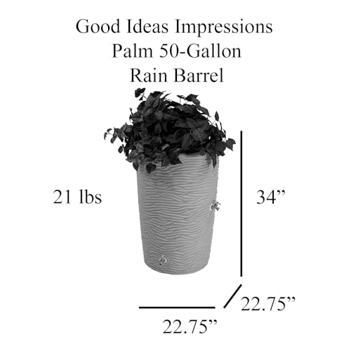 Good Ideas IMP-L50-BLK Impressions Palm Rain Barrel, 50-Gallon, Black - Thumbnail 7