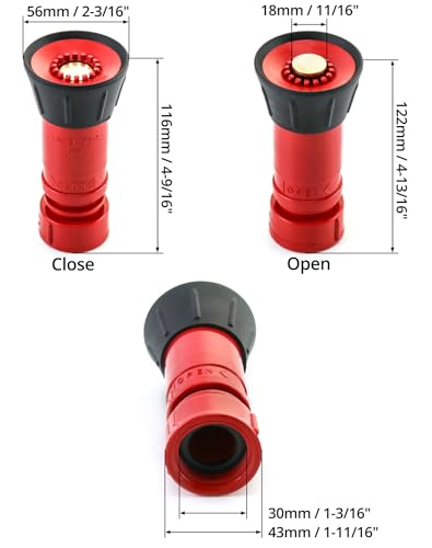 Image of QWORK Fire Hose Nozzle, 1 inch Heavy Duty NPSH /NPT Thermoplastic Constant Flow Fog Nozzle, Fire Equipment, 4 Pack