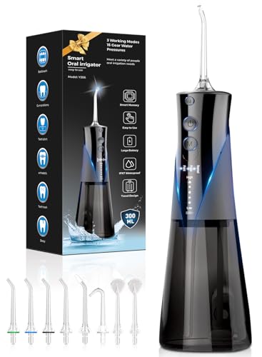 Swetfela Water Flossers for Teeth Cordless Oral Irrigator Dental Water Jet Electric Tooth Flosser with 8 Jet Tips 300ML Water Tank USB Rechargeable for Tavel and Home Use