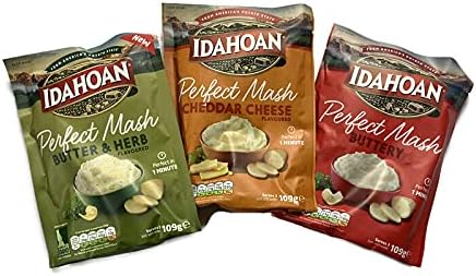 Idahoan Perfect Mash Cheddar Cheese Flavour , Buttery Flavour, Butter & Herbs Flavour , 3 Pack Bundle