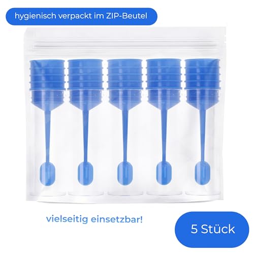 Horn Medical 5x Untersuchungsröhrchen I Stuhl-/Kotröhrchen I Probenröhrchen mit Löffel