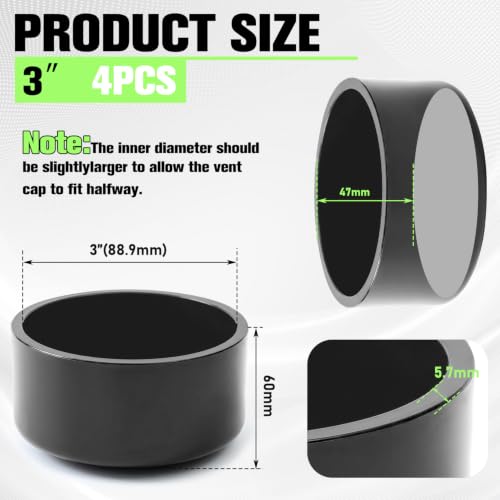 Image of 4 Packs 3 Inch PVC Pipe End Cap, Fits 3.5 inch Od Schedule 40 Furniture Grade, Heavy Duty Slip-on Caps for DIY Furniture, Plumbing, Garden Shelf, Dark Gray
