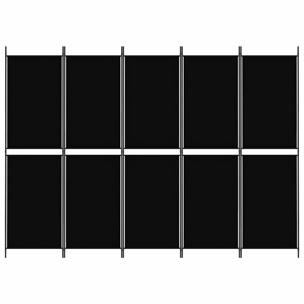 5-teiliger schwarzer Stoff Raumteiler 250x180 cm klappbar, Sichtschutz, Wohnzimmer, Schlafzimmer, büro, vielseitig, dekorativ, privatsphäre, akustik, trennwand, freistehend, Blickdicht