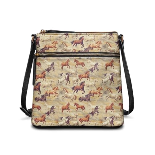 Image of Leather Purses for Women, Leather Hobo Bags for Women Travel Sling Purse Triple Zippered Pockets Shoulder Bag