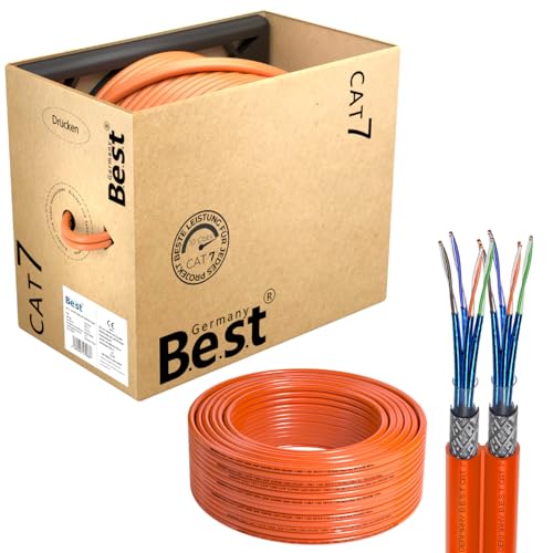 Germany B.e.s.t CAT 7 100M Duplex Netzwerkkabel Verlegekabel Kupfer LAN Kabel Ethernetkabel S/FTP 10 Gbit/s Kat 7 reines Kupfer Datenkabel PoE+ LSZH Datenkabel